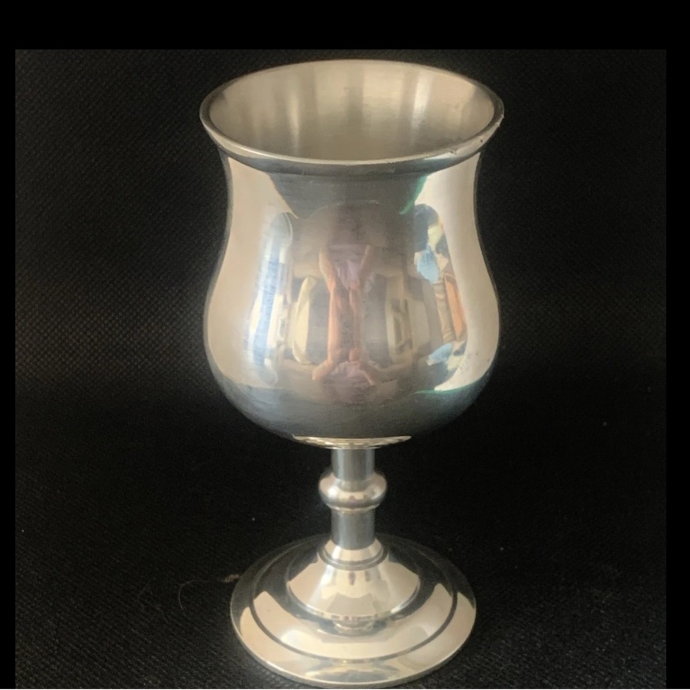 Vintage Selangor Malaysia Singapore Pewter Goblet Heavy Stamped Hallmark Bottom
